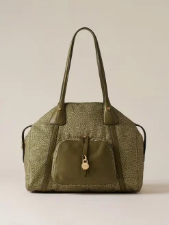 Vedi Tutti|Borse A Spalla<Borbonese POCHE BORSA SHOPPING MEDIUM OLIVE