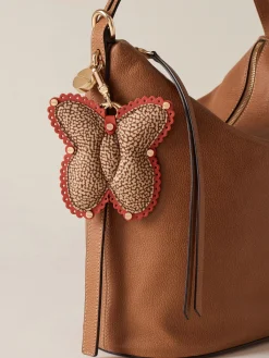 Vedi Tutti|Portachiavi<Borbonese PORTACHIAVI FARFALLA BEIGE/RED PAPAYA