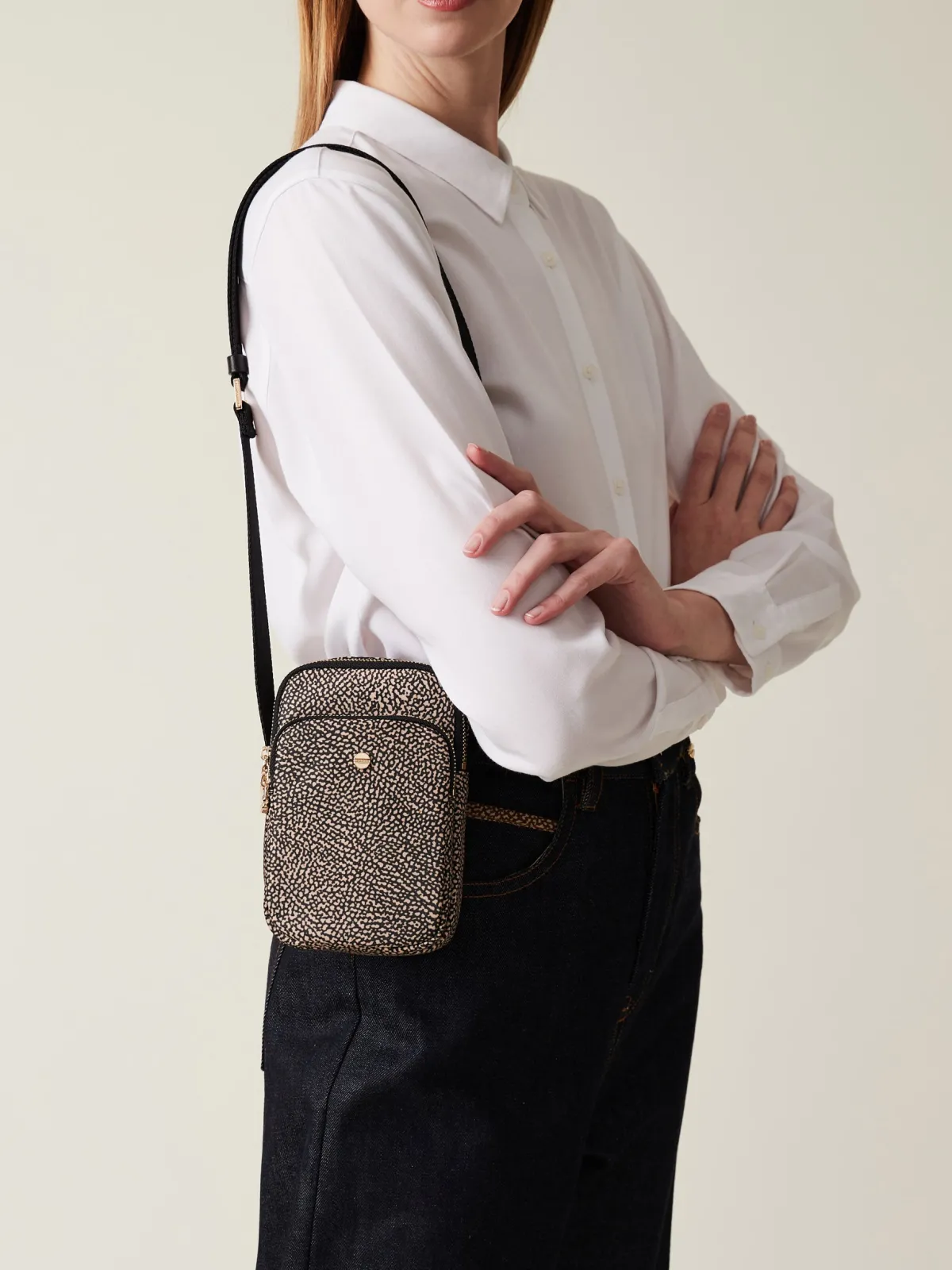 Vedi Tutti|Beauty Case<Borbonese PORTA SMARTPHONE A TRACOLLA OP NATURALE/NERO