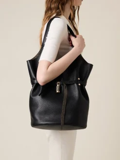 Vedi Tutti|Borse A Spalla<Borbonese PREMIERE SECCHIELLO LARGE NERO/CLAY GREY