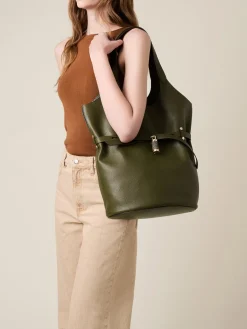 Vedi Tutti|Borse A Spalla<Borbonese PREMIERE SECCHIELLO LARGE OLIVE/CLAY GREY