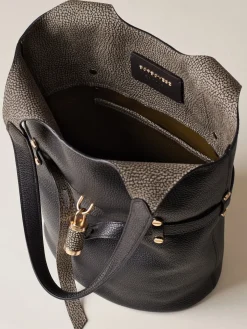 Vedi Tutti|Borse A Spalla<Borbonese PREMIERE SECCHIELLO SMALL NERO/CLAY GREY