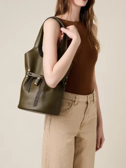 Vedi Tutti|Borse A Spalla<Borbonese PREMIERE SECCHIELLO SMALL OLIVE/CLAY GREY