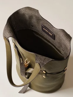 Vedi Tutti|Borse A Spalla<Borbonese PREMIERE SECCHIELLO SMALL OLIVE/CLAY GREY