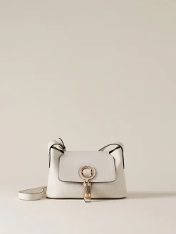 Vedi Tutti|Premiere<Borbonese PREMIER TRACOLLA SMALL WHITE COTTON/CUOIO