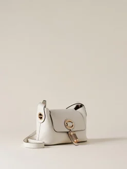 Vedi Tutti|Premiere<Borbonese PREMIER TRACOLLA SMALL WHITE COTTON/CUOIO