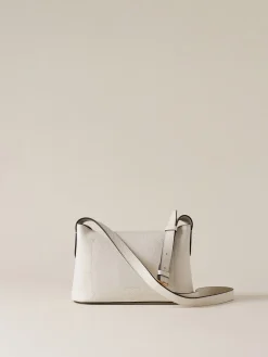 Vedi Tutti|Premiere<Borbonese PREMIER TRACOLLA SMALL WHITE COTTON/CUOIO