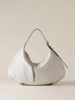 Vedi Tutti|Borse Hobo<Borbonese PRIVE BORSA HOBO MEDIUM WHITE COTTON
