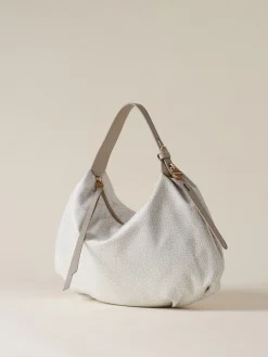 Vedi Tutti|Borse Hobo<Borbonese PRIVE BORSA HOBO MEDIUM WHITE COTTON