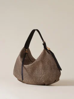Vedi Tutti|Borse Hobo<Borbonese PRIVE BORSA HOBO MEDIUM OP NATURALE/NERO