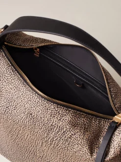 Vedi Tutti|Borse Hobo<Borbonese PRIVE BORSA HOBO MEDIUM OP NATURALE/NERO