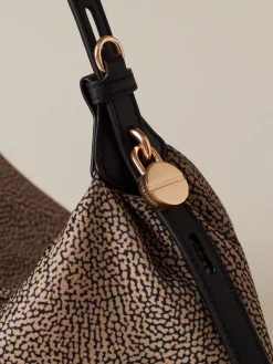 Vedi Tutti|Borse Hobo<Borbonese PRIVE BORSA HOBO MEDIUM OP NATURALE/NERO