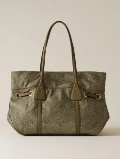 Vedi Tutti|Borse A Spalla<Borbonese PRIVE BORSA SHOPPING LARGE OLIVE