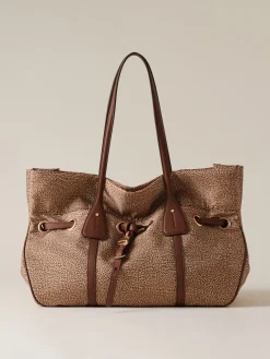 Vedi Tutti|Borse A Spalla<Borbonese PRIVE BORSA SHOPPING LARGE BEIGE/MARRONE