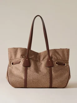 Vedi Tutti|Borse A Spalla<Borbonese PRIVE BORSA SHOPPING LARGE BEIGE/MARRONE