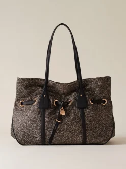 Vedi Tutti|Borse A Spalla<Borbonese PRIVE BORSA SHOPPING LARGE OP NATURALE/NERO