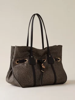 Vedi Tutti|Borse A Spalla<Borbonese PRIVE BORSA SHOPPING LARGE OP NATURALE/NERO