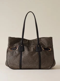 Vedi Tutti|Borse A Spalla<Borbonese PRIVE BORSA SHOPPING LARGE OP NATURALE/NERO