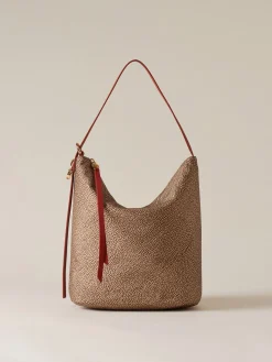 Vedi Tutti|Borse A Spalla<Borbonese PRIVE SECCHIELLO MEDIUM BEIGE/RED PAPAYA