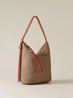 Vedi Tutti|Borse A Spalla<Borbonese PRIVE SECCHIELLO MEDIUM BEIGE/RED PAPAYA
