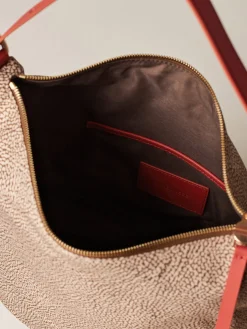 Vedi Tutti|Borse A Spalla<Borbonese PRIVE SECCHIELLO MEDIUM BEIGE/RED PAPAYA
