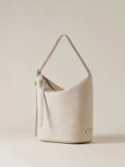 Vedi Tutti|Borse A Spalla<Borbonese PRIVE SECCHIELLO MEDIUM WHITE COTTON