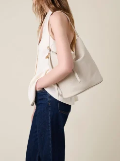 Vedi Tutti|Borse A Spalla<Borbonese PRIVE SECCHIELLO MEDIUM WHITE COTTON