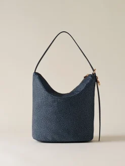 Vedi Tutti|Borse A Spalla<Borbonese PRIVE SECCHIELLO MEDIUM BLU LAPIS