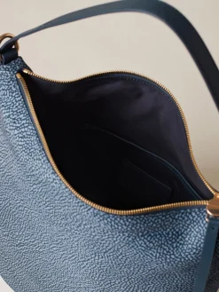 Vedi Tutti|Borse A Spalla<Borbonese PRIVE SECCHIELLO MEDIUM BLU LAPIS
