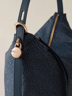 Vedi Tutti|Borse A Spalla<Borbonese PRIVE SECCHIELLO MEDIUM BLU LAPIS