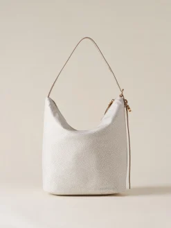 Vedi Tutti|Borse A Spalla<Borbonese PRIVE SECCHIELLO MEDIUM WHITE COTTON