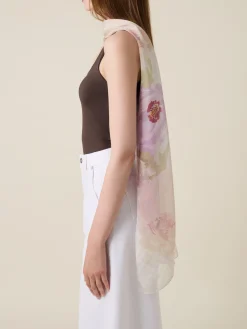 Tessili|Vedi Tutti<Borbonese SCIARPA 65 X 65 WHITE COTTON/GRIGIO PERLA