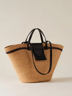 Vedi Tutti|Borse Shopping<Borbonese Shopping bag in paglia intrecciata NATURALE/NERO