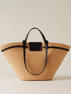 Vedi Tutti|Borse Shopping<Borbonese Shopping bag in paglia intrecciata NATURALE/NERO