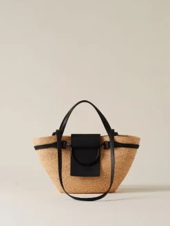 Vedi Tutti|Borse Shopping<Borbonese Shopping bag in paglia intrecciata NATURALE/NERO