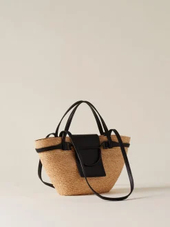 Vedi Tutti|Borse Shopping<Borbonese Shopping bag in paglia intrecciata NATURALE/NERO