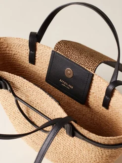 Vedi Tutti|Borse Shopping<Borbonese Shopping bag in paglia intrecciata NATURALE/NERO