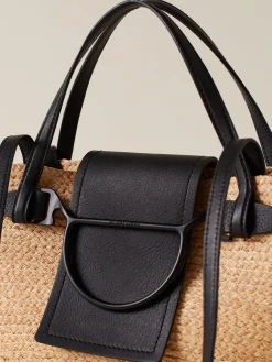 Vedi Tutti|Borse Shopping<Borbonese Shopping bag in paglia intrecciata NATURALE/NERO